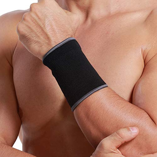 NEOtech Care Handgelenkbandage - elastisches und atmungsaktives Strickgewebe für Tennis, Fitnessstudio, Sport (Schwarz, 1 Einheit, Größe L)