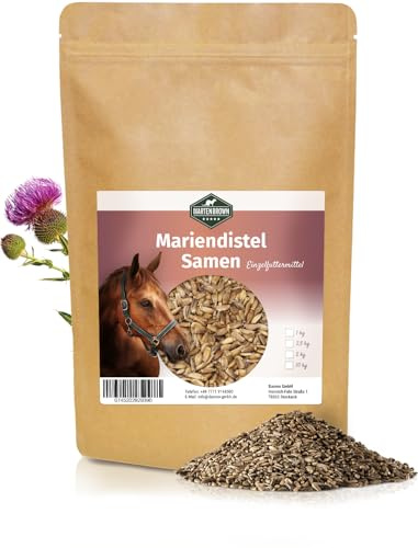 Martenbrown® Cardo de Leche Semillas para la desintoxicación del hígado y el Tratamiento del metabolismo en Caballos, Perros y Gatos - Leche Entera Cardo Semillas sin aditivos - 2,5 kg