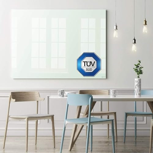 Floordirekt Memoboard Tafel magnetisch & beschreibbar Glas-Whiteboard inkl. 5 Magnete - Magnettafel - Schreibtafel Magnetwand Wandtafel Magnetbrett (Glasboard Weiß, 120 x 180 cm)