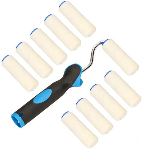 KOTARBAU® Rodillo de pintura de velour, 20x70 mm con 10 recambios, Rodillo de pintar con mango de goma, Rodillos para paredes y techos, Rodillo pintura, Rodillo terciopelo para trabajos de pintura,10