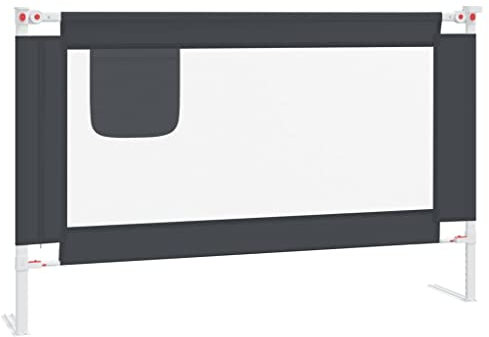 vidaXL Kleinkind Bettschutzgitter Bettgitter Kinderbettgitter Babybettgitter Gitter Kinderbett Babybett Rausfallschutz Dunkelgrau 120x25cm Stoff