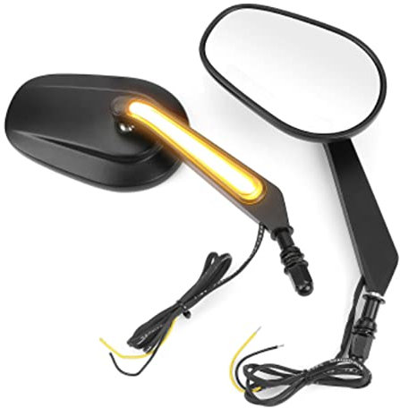 Baceyong 2 Motorradspiegel mit LED-Blinker für H-arley-David-son, verstellbarer Motorrad-Rückspiegel Schwarz HD Aluminium