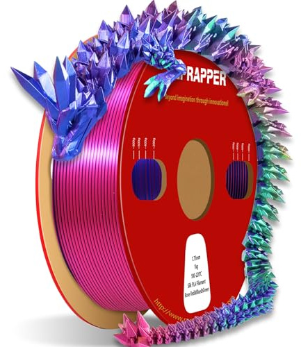 Reprapper PLA Filament 1.75mm 1KG – Green/Blue/Rose Red Tri Colour Silk PLA Filament, Multicolour Filament for 3D Printers, Shiny Rainbow 3D Printing Filament, High Gloss & Easy Printing