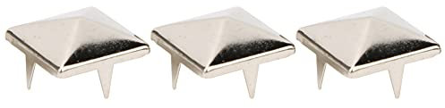 100 Stück Pyramiden Quadrat Nieten 12mm Silver Messing 4 Krallen Punk Nieten Spitzennieten Deko Metall Vierkantnieten für Schuhe, Taschen, Leder, Kleidung, Handtasche