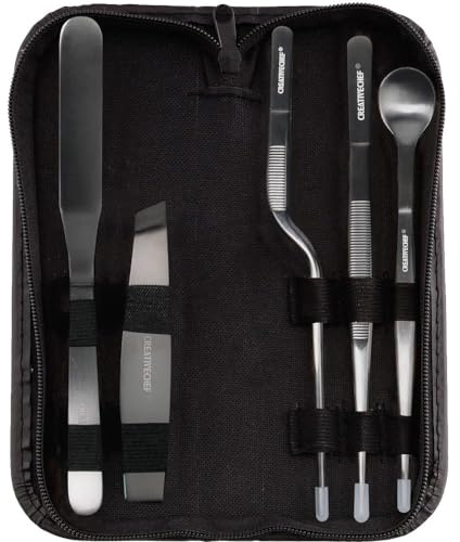 CREATIVECHEF Set di 5 pinze da cucina, utensili per placcatura, kit culinario, pinze di precisione, kit di placcatura speciale per decorare il cibo, robustezza, acciaio inossidabile, segreto da cucina