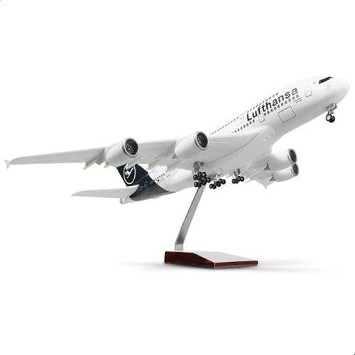 QIYUMOKE 1/160 A380 18 Pouces Grand Modèle d'avion Moulé sous Pression avec Support Sky Jumbo Airliner Modèles d'avion d'affichage Kit de Modèles de Collection pour Cadeau