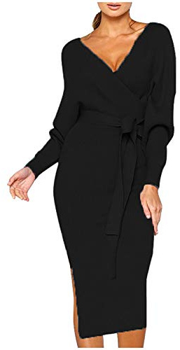 MJGkhiy Vestito Donna Maglia Invernale Elegante Vestiti in Maglia Casual Manica Lunga Midi Abito Vestiti di Lana Morbido Abiti da Cocktail Curvy Vita Alta Capodanno Dress Abbigliamento Inverno