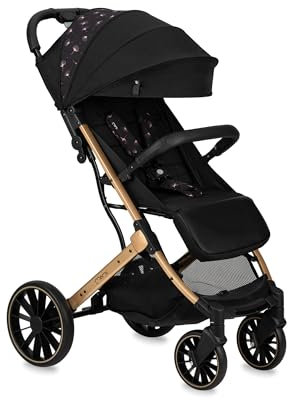 MoMi ESTELLE PLUS LIGHT Kinderwagen ab 6. Monat (bis 22 kg), klappbarer Buggy mit 5-Punkt-Sicherheitsgurt, Einkaufskorb und Liegefunktion, Teleskop-Stange zum Ziehen, steht nach dem Zusammenklappen
