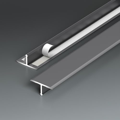 Raouoae Lot De 2 Bandes De Transition En Aluminium Profil En T - Connecteurs De Sol 80-120cm, Rails De Jonction Sans Couture Pour Stratifié, Parquet Et Carrelage - Accessoires De Finition Maison(Grau,