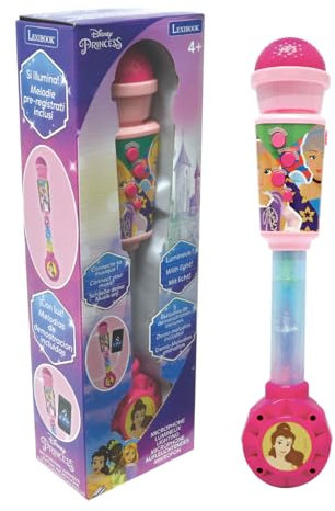LEXIBOOK, Disney Princess, Luminous Microphone for children, Musical Toy, Built-in speaker, Light effects, Aux-in socket, Pink, MIC90DP