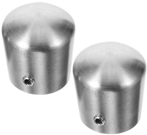 IWOWHERO 2stücke Edelstahl Handlauf Endkappen Rohrschutz Handlaufabdeckung Stoßdämpfer Passgenau Für Treppen Geländer Abschlusskappe Rohrdurchmesser