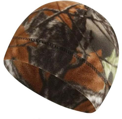 RALSPEC Skog kamouflage mikrofleece termisk mössa hatt varm fleece kamouflage vinter skalle keps jakt skytte utomhus engelsk ek träd riktiga blad mönster, Kamouflage, M-L