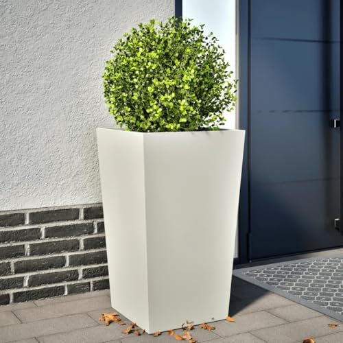 LAPOOH Jardinera de Acero Blanca 45x45x75 cm, Huerto Urbano Terraza, Jardineras Exterior, Jardineria Maceteros, Mesa De Cultivo, Huerto En Casa - 851096