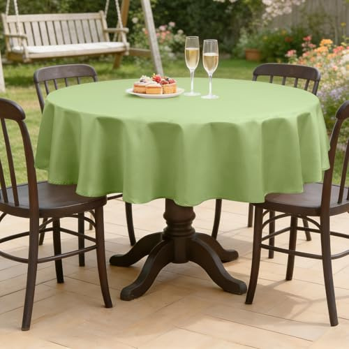 Romanstile Mantel Mesa Antimanchas Redondo 140 cm de Diámetro Verde Mantel Exterior Impermeable Jardin de Poliéster Manteles Protector Centro de Mesa Comedor para Primavera Verano Jardín Patio Cocina