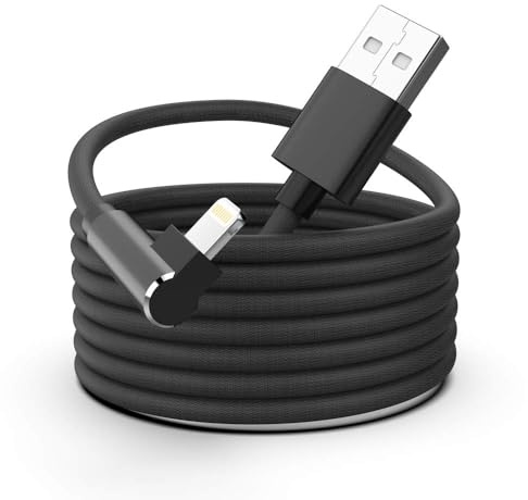 5M iPhone charger Cable,[MFi certified] Long Lightning to USB-A Charger 90 Degree Fast Charging Lightning Cable for Apple Fast Charger Cable for iPhone 14, 13, 12, 11 Pro, XR, XS Max, X, 8 Plus, 7, 6