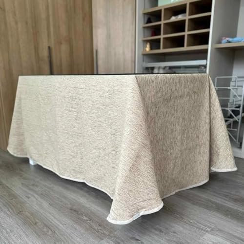 Ropa Chenilla Doble Grueso de Mesa Camilla Rectangular (Beige) sin Pliegues - Varias Medidas Disponible - Falda Mesa Camilla, Enaguillas, Enaguas, Ropa Chenilla (Medida 110 x 70 cm (72 cm de Altura))