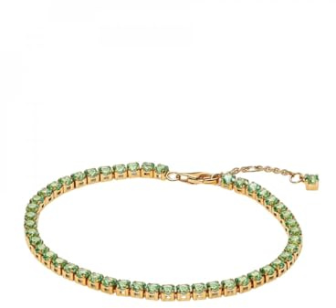 PANDORA Pulsera de tenis para mujer, verde claro, dorado, 561469C02, 561469C02-20, Plata de ley, No es una piedra preciosa