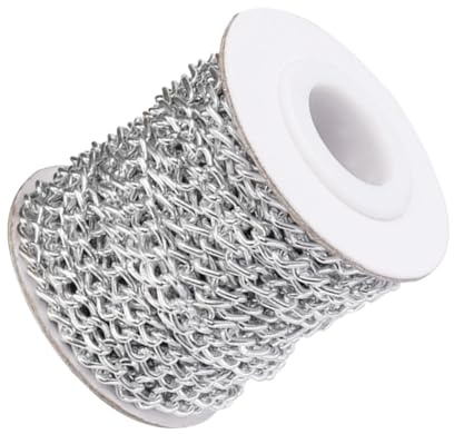 TOPBATHY Catena in Alluminio per Lavori Fai da Te Accessori per Borse e Abbigliamento Catena a Maglie 5X3Mm Filo 1Mm Rotolo da 5 Metri Superficie Liscia e Resistente allo Sbiadimento