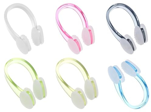 YANAJIAJIA 6 Pcs Nose Clips Swimming, Soft Silicone Swimming Nose Clip Adult and Kids, Waterproof Nose Plug for Beginners and Professional Swimmers, Non-Slip Nose Clip for Water Sports, Multi-Colour S