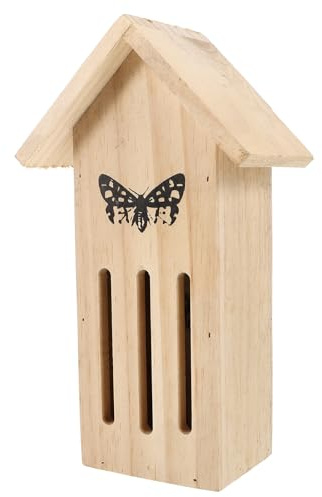 Toyvian Maison à Papillons en Bois Beige Mangeoire Attirant Papillons pour Jardin Extérieur, Abri Naturel et Décoratif pour Insectes