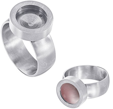 Quiges Donna Anello per Mini Monete in Acciaio Inossidabile Argento Opaco 20mm