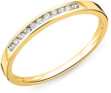 MIORE Bague pour femme en or jaune 9 carats / or 375 avec diamants 0,10 carat, 62 (19.7), Or jaune, Diamant
