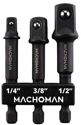 MACHOMAN BEX003 3 Piezas de adaptadores de dado de grado impacto, unidad de 1/4 Dr., 3/8 Dr. y 1/2 Dr.