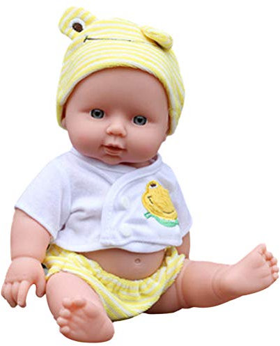 Stecto 12inch 30cm African Baby Doll Vinyl Newborn Baby Boy Doll with Clothing Hat Lifelike Baby Play Doll Newborn Baby Toys Birthday Gift for Kids Boys Girls