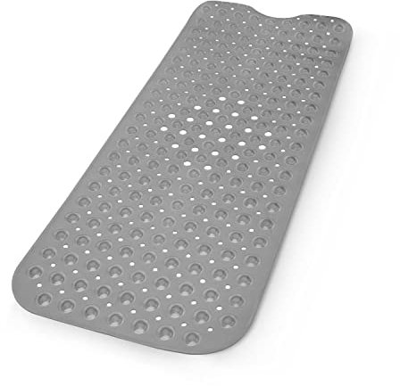 KEPLIN Premium Non-Slip Bath Mat - 200 Suction Cups, BPA, Latex Free, Mildew Resistant, Machine Washable - Safe, Durable & Comfortable for Bathroom Tubs (Grey, Bath, 100 x 40cm)