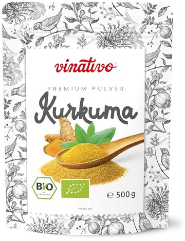 vinativo Kurkuma Pulver BIO – 500g – bio Rohkost-Qualität – natürliches Kurkumin – Kurkumapulver – Curcuma gemahlen – Bio-Qualität