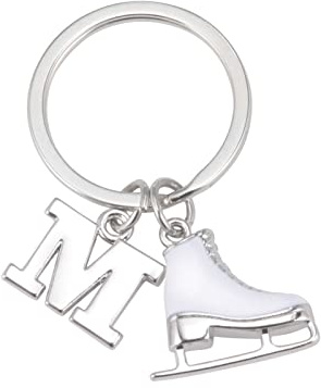 LIKGREAT Llavero Patín de Hielo Llaveros de Patinaje Artístico Llavero con la inicial del Patinaje de Hielo Decoración de Navidad Regalos para Mujeres Niñas (M)