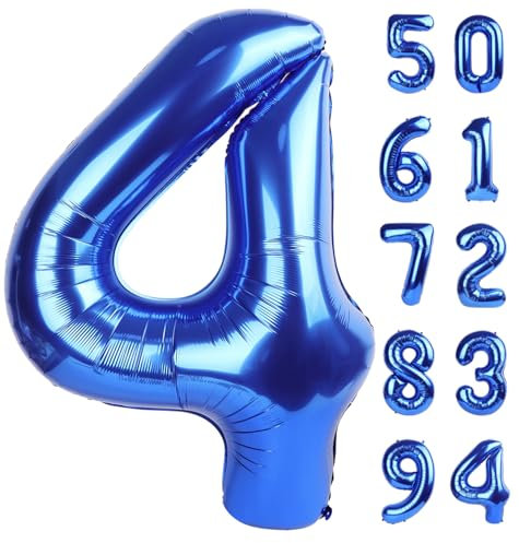 Navy Blue 4 Balloon - Number Balloon 40 Inch, 4th Birthday Decorations