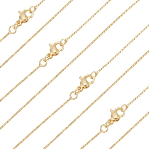 Beebeecraft 1 boîte de 6 chaînes Serpentines pour Femmes Collier en Chaîne Serpent en Laiton Plaqué Or 18 carats 15.75 pouce (400mm)