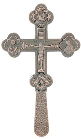 RZRHMUHN Croce ortodossa, crocifisso in metallo, croce russa ortodossa tenuta in mano, chiese, matrimoni, funerali, 21,9 x 12,4 cm (rosso)