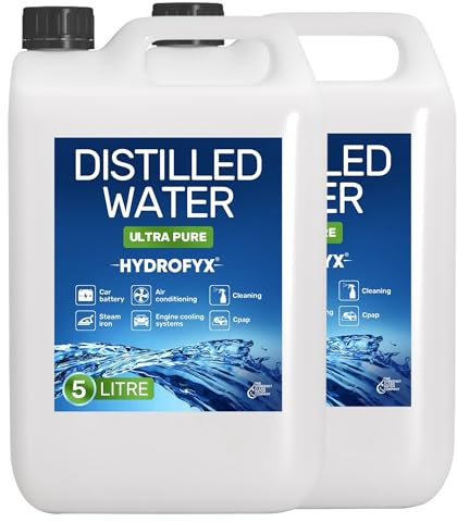 HYDROFYX 10L (2 x 5L) Distilled Water – 0ppm Ultra-Pure, Lab Certified – Made in UK – Ideal for CPAP, Automotive, Cleaning, Steam Irons & More