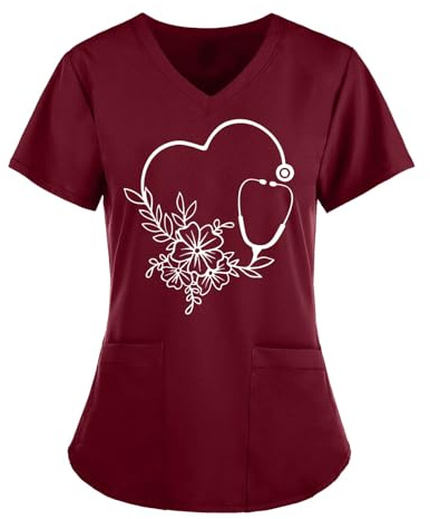 Blouse Infirmiere Femme Tunique Uniforme Medicale Haut D'infirmière Uniforme De Travail Top Offre Soldes d'été Vêtements de Travail et Uniformes Pas Cher Soldes Tenue Infirmiere Professionnelle
