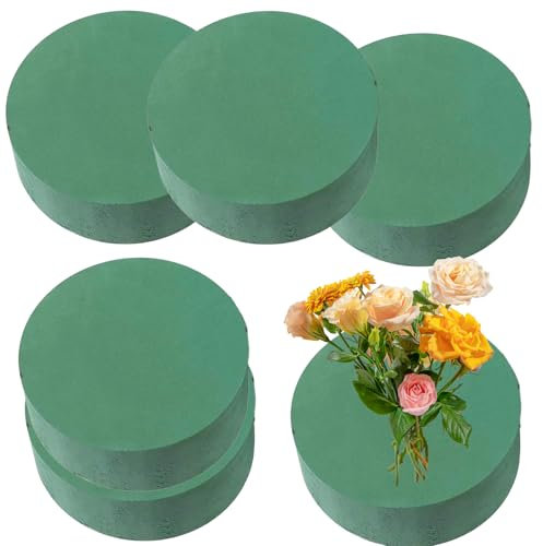 Krysel Paquete de 6 espumas florales redondas para arreglos florales frescos, espuma de flores para centros de mesa, ramos, decoración de boda, espuma absorbente de agua para suministros de