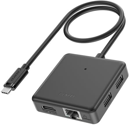 BENFEI USB C HUB 6 en 1 HDMI (4K@60Hz)/Ethernet 100Mbps/100W Power Delivery/1USB 3.2 10Gbps & 2USB 2.0, Compatible iPhone 16 Pro/Max MacBook iPad Pro iMac S23 XPS17