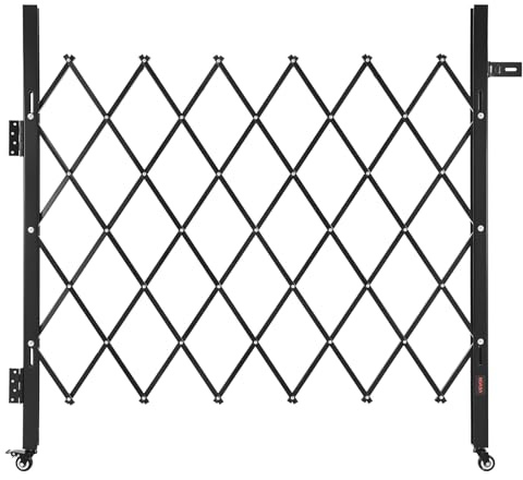 VEVOR Puerta de Seguridad Plegable Individual, Puerta Retráctil de Tijera de Acero 110 x 131 cm con Cerradura y Ruedas Giratorias de 360° para Seguridad de Entrada, Garaje, Almacén y Piscina
