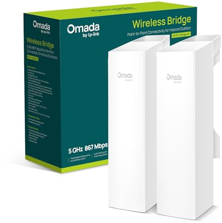 TP-Link EAP211-Bridge KIT, Omada Point to Point Wireless Bridge, 3 Gigabit Ports, Outdoor&Indoor, 1KM Long Range, PtP&PtMP, 1KM Long Range, PoE or DC Powered, centralized management, Preconfigured