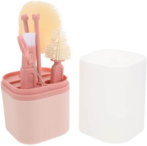 UPKOCH 1 Set de Cepillo de Silicona para Biberones - Cepillo Limpiador y Escurridor - Artículos Esenciales de Viaje para Bebés y Mamás con Set Limpiador 5 en 1