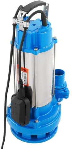 Edelstahl Schmutzwasserpumpe Tauchpumpe Schmutzwasser 2200W 230V mit Schwimmerschalter Schmutzwassertauchpumpe Tauchdruckpumpe max. 2.5Bar 26000L/h-Fördermenge 25m-Förderhöhe 30m-Eintauchtiefe, Blau