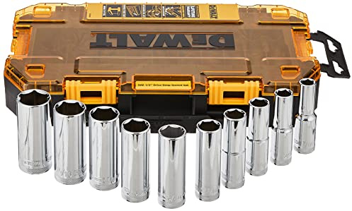 DEWALT Drive Socket Set, SAE, 1/2-Inch Drive, 10-Piece (DWMT73814)