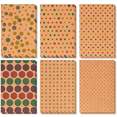 Best Paper Greetings 36 Stück Grußkarten Bunt Gepunktet und Kraftpapier-Umschläge 6 Motive, DIN A6