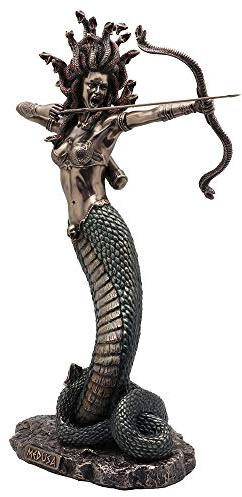 Veronese Design Statue de Méduse Furieuse 36,6 cm en résine Finition Bronze Peinte à la Main