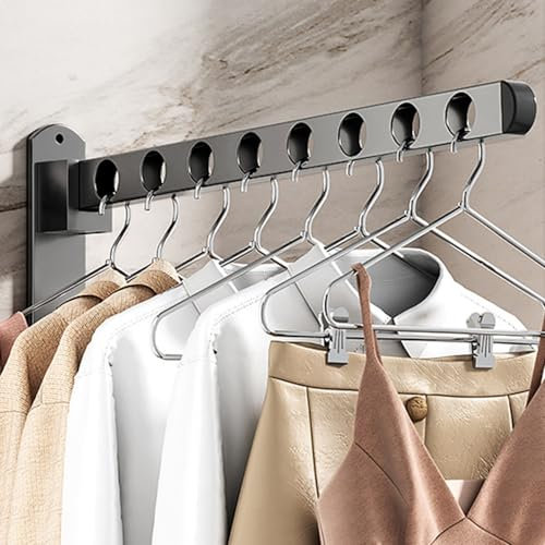 HEKOBAG Wäscheständer, Wand Kleiderständer Klapphaken Kleiderstange Kohlenstoffstahl 90° Drehbar Kleiderständer Wandmontage Kleiderhaken für Badezimmer, Schlafzimmer, Hotel, Waschküche