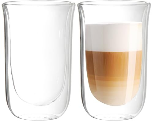 Youngever 2 Pack Large 15 Ounce Glass Coffee Cups, Double Wall Thermo Insulated Coffee Cups, Glass Coffee Mugs