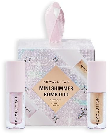 Revolution Beauty Mini Shimmer Bomb Lip Duo Gift Set, 2-Piece Shimmer Lip Gift Set With Sheer Finish, Vegan & Cruelty-Free