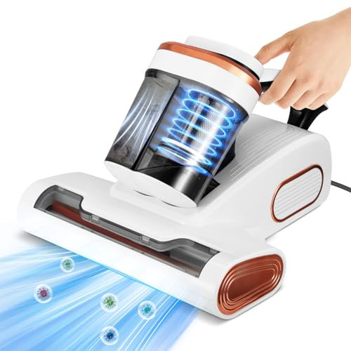 Aspirador de Acaros Colchon, Aspirador Antiacaros para Alergicos con Sensor de Ácaros y Pantalla LED Inteligente Limpiador con luz UV-C Sofa y Cama Antiacaros Combate Las chinches Elimina el 99,9%
