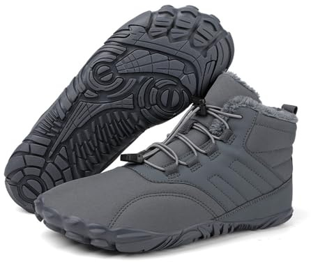 Men's Women's Winter Barefoot Hiking Boots, Slip On Warm Zero Drop Snow Boots, Wide Toe Box Ankle Booties, Minimalist Waterproof Shoes Sneakers Hike Shoes for Hiking Walking Outdoor Unisex